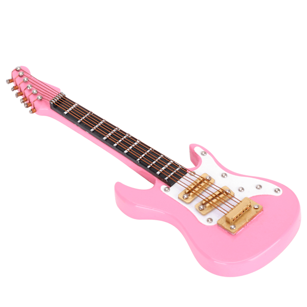 Gitardekorasjon Miniatyrpynt Mini Musikk Instrument Modell Gave Rosa 10cm