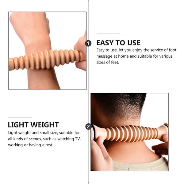 2 Stycken Träfotrulle Fotmassageapparat Triggerpunktslindring Akupressur Reflexologi Verktyg för Plantar Fasciit Stresslindring
