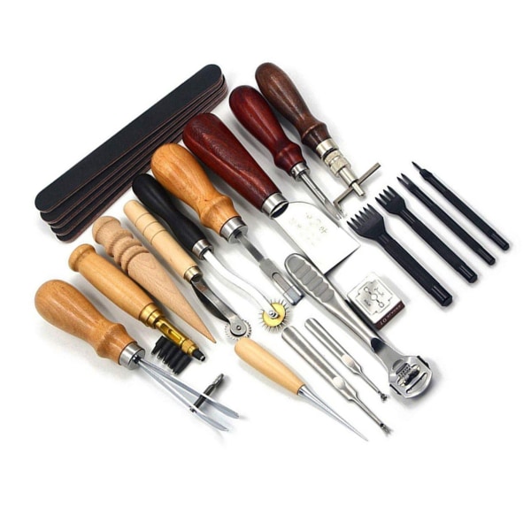 19 stk/sæt Læder Craft Punch Tools Lædercraft syning Carving DIY Håndlavet Groover