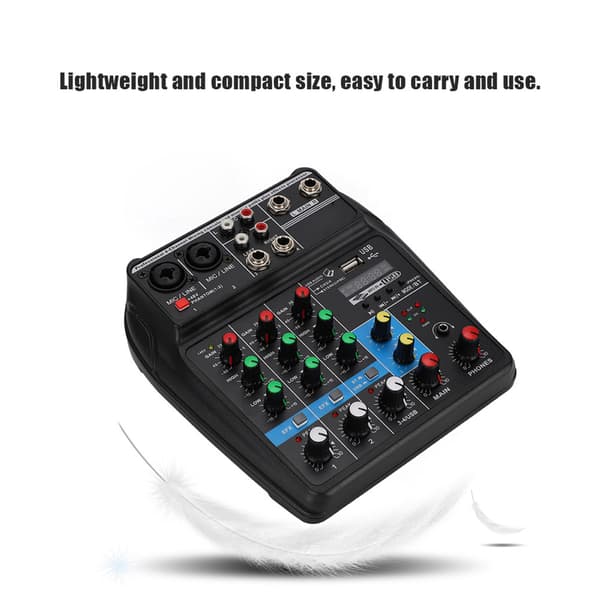Mini USB Bluetooth ljudkort 4-kanals mixer för hushållsscen 100-240VUS