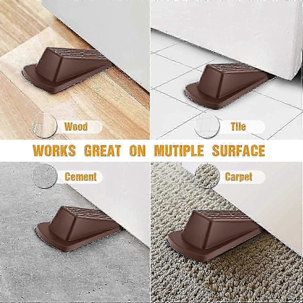 Gummidörrstoppar Kraftiga Dörrstoppar för Hem, Kontor, Verkstäder (Brun, 4-pack)