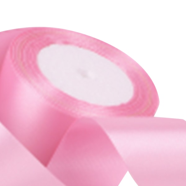 5 rullar enfärgat band 4 cm dubbelsidigt satinband för DIY-hantverk presentförpackning rosa