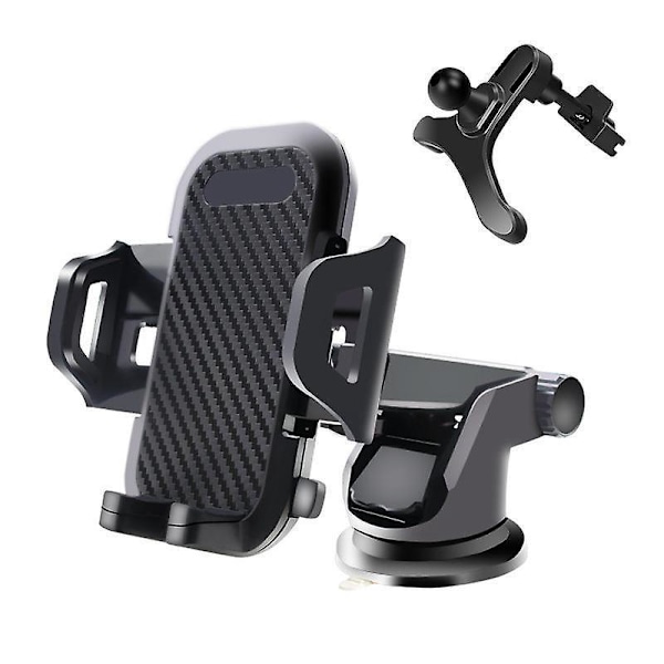 3 i 1 Bilmobilholder Sugkopp Dashbord Vindrute Grill 360 Graders Rotasjon Stabil og Robust