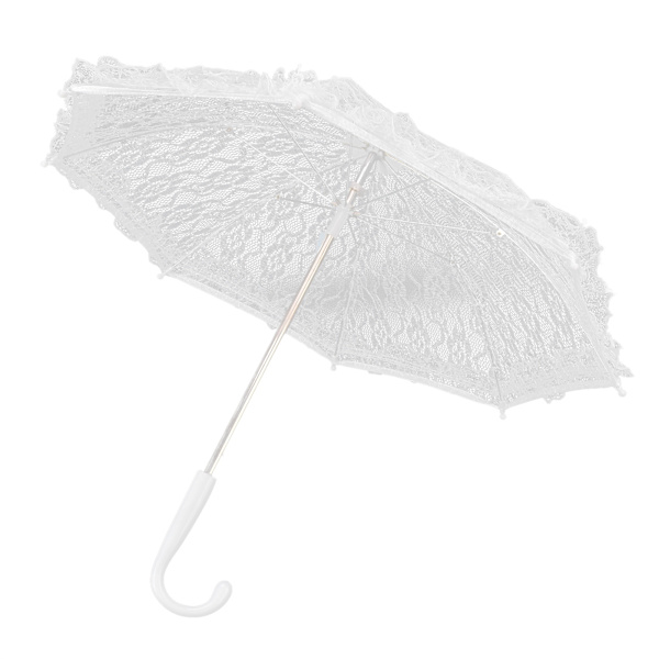 Blondeparaply Hvit brudebryllupsbroderi Paraplydansdekorert paraply for sceneopptreden