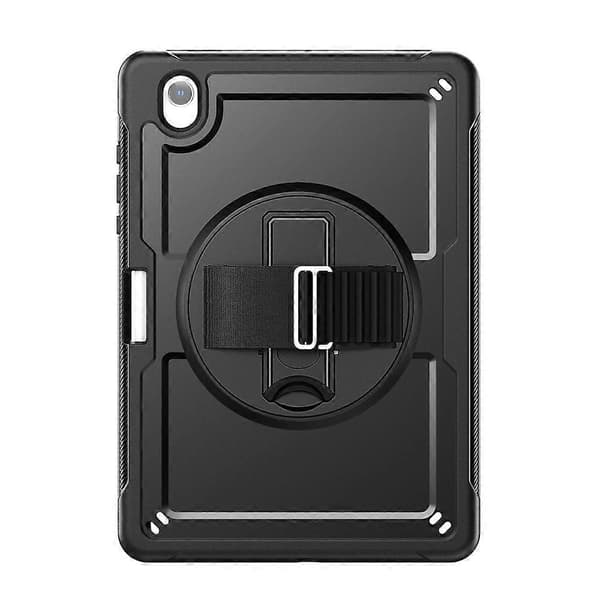 Compatible with Samsung Galaxy Tab S11 Case Hand Strap Stand PC + TPU Tablet Case with Shoulder Strap and Pen Holder Black