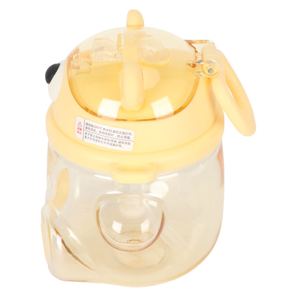 700 ml bjørnevannflaske for jenter barn med strå justerbar stropp tegneserie Kawaii vannflaske for shopping fottur Gul