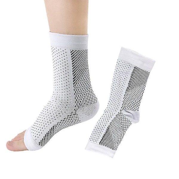 ComfortMax Kompressionsankelstrømper - Lindrende smertelindring til neuropati og svangstøtte L XL Hvid
