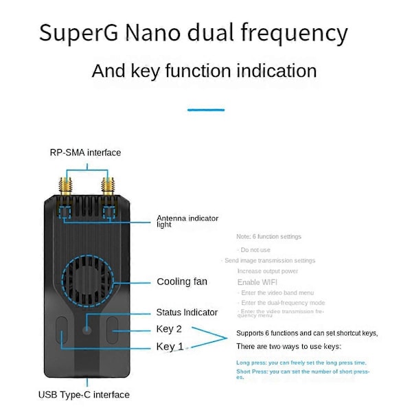 SuperG Nano ELRS 2.4G 1W RF-moduulin lähetin