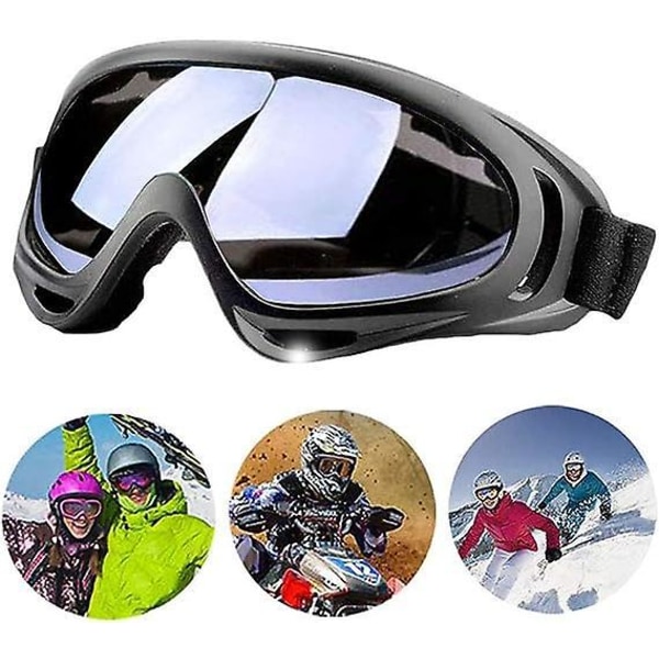 Justerbara vindtäta UV-skyddsglasögon för utomhuscykling, snowboard och skidåkning - Skyddsglasögon mot damm med grå lins