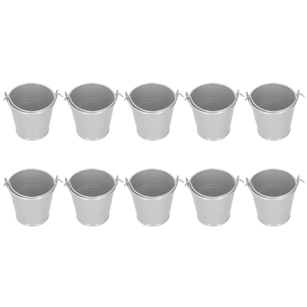 10 kpl Kukkaruukku Mini Mehikasvi Ruukku Pieni Metalliämpäri Sisä- Ja Ulkokoristeluun Hopea 4x5.5x6cm
