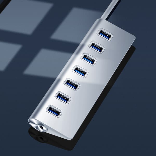 USB 3.0 Splitter Aluminiumlegering Hub 7-i-1 Dockingstasjon for Bærbar Datamaskin