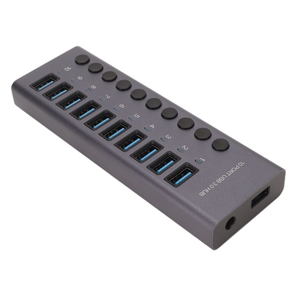 10 Port USB3.0 Hub Splitter Uafhængig Strømforsyning Opladning Dataoverførsel Drevet Usb Hub 100‑240V EU Stik