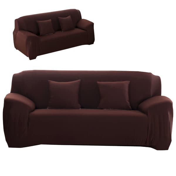 Kaffefarget Støvtett Elastisk Myk Polyester Sofatrekk Møbelbeskytter Dobbeltperson 145-185cm
