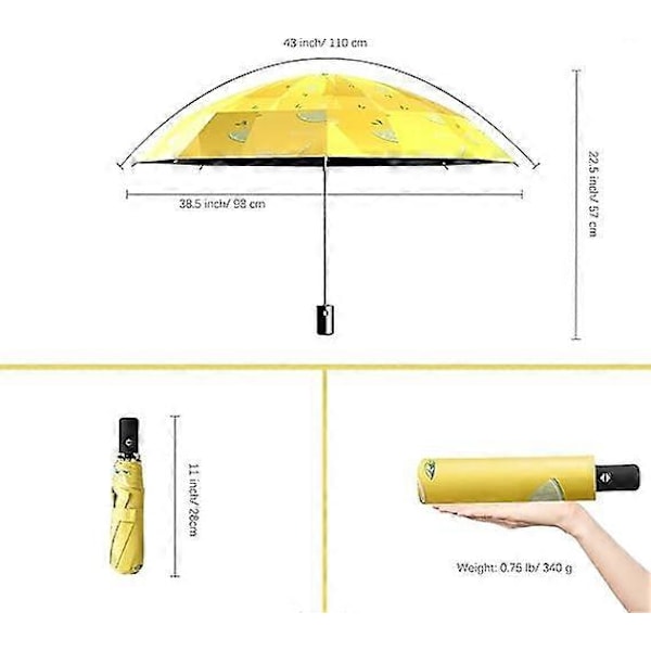 Anti UV Paraply, Automatisk Paraply med 9-Rib Robust Design, Kompakt & Bærbar Flere Farver, B Style