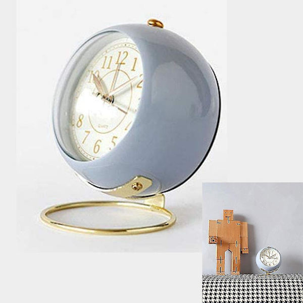 Klassisk Retro Väckarklocka med Tyst Drift, Nattlampa, Ljudlös, HD-Glas - Blå