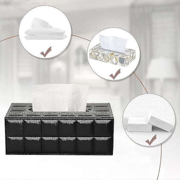 Rektangulär Tissue Box i Läder (svart)_SZXM