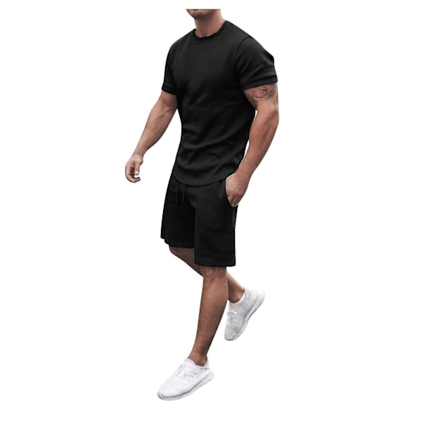 Herr sommar kortärmad sport fritid set XXL ljusgrå