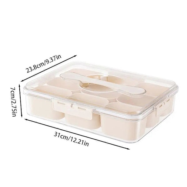9 Fack Uppdelad Serveringsbricka med Lock Portabel Snacksbox
