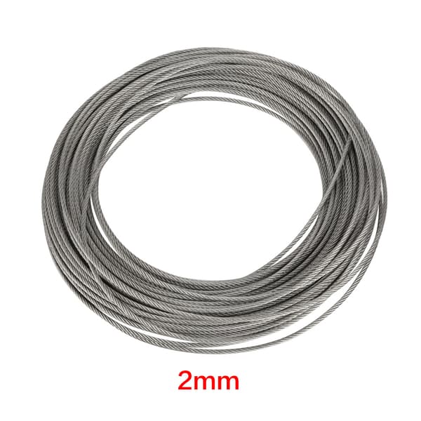 1 stk 20m 304 rustfrit stålkabel wire hård ståltråd til fiskeri løft 2mm