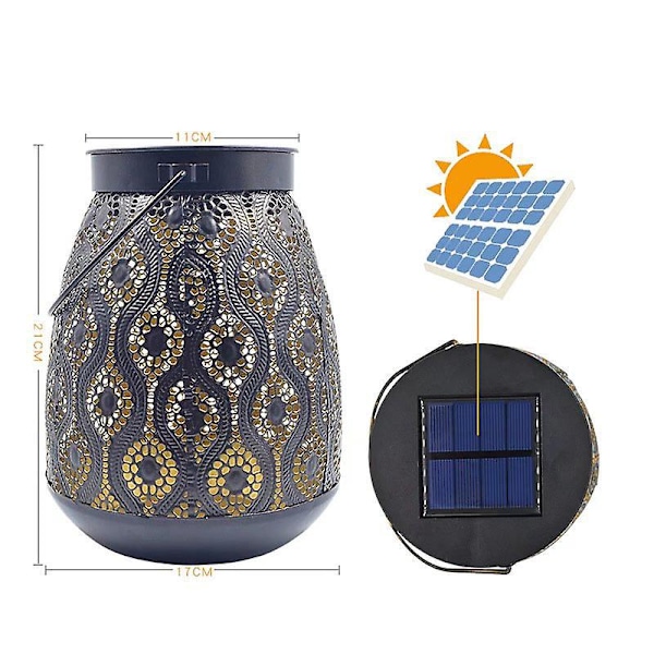 Ulkoilma Solar-Valmistettu Rauta Riipusvalaisin - Vedenkestävä Puutarha Villa Koriste Kattokruunu Maisemavalaistus