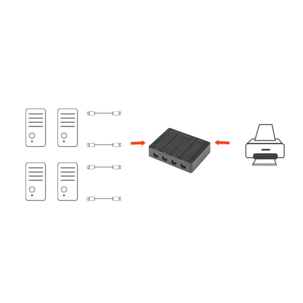 USB Splitter 4-i-1 Switcher Computertilbehør til Windows 98 / ME / 2000 / XP / Windows 7 / Windows 8.1