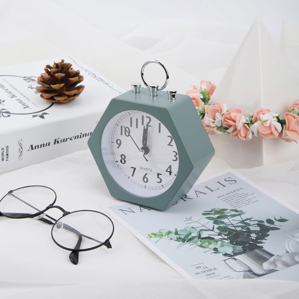 Silent Soft Wake Up Alarm Clock Kids Wake Up Clock Timer digitalt ur (grøn)