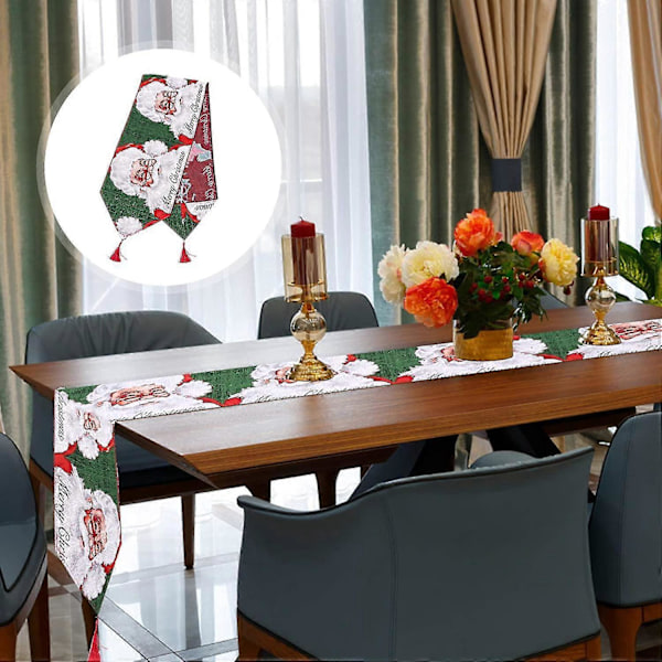 Juleduk Julemann bordduk Broderi bordlin Gave teppe Julepynt (rød og grønn)