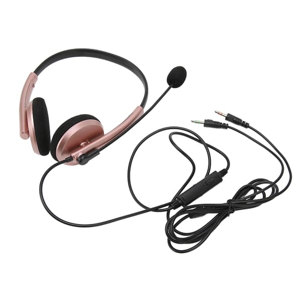 Kundesenter Headset Multifunksjonell Stilig Støyreduserende HD Samtale Hørselvern Telefon Headset Rose Gull Dobbel 3.5mm