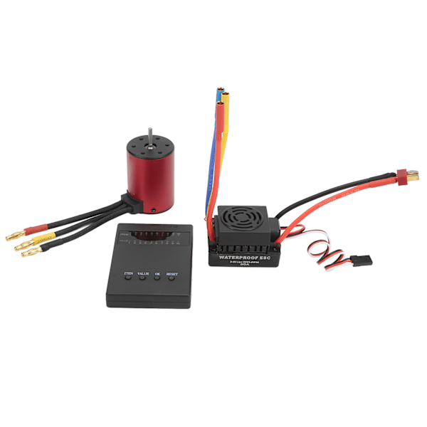 S3650 3100KV vedenpitävä harjaton moottori + 60A harjaton ESC T-liitin uros + ESC-ohjelmointikorttisarja 1/10 RC-autoon