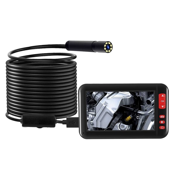 4,3 i 1080P HD Multi Language Vandtæt inspektion Borescope Monitor Endoskopkamera F200 (5 m 16.4ft)