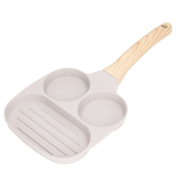 Æggestegepande, slip-let, jævn opvarmning, flad bund, aluminiumlegering, pandekagepande til induktionskomfur, gaskomfur, 3 kopper