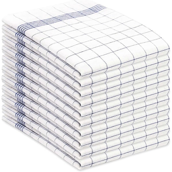 10x Køkkenhåndklæder 40 x 60 cm Kvalitets bomuldsstof Meget absorberende og let vaskbare Alsidig brug og forskellige farver (5 Rød + 5 Blå)