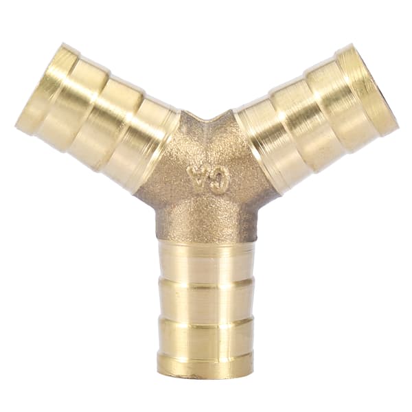 Messing Y 3-vejs slangestudsforbindelse til luft, vand, gas OD (12mm, 2 stk.)