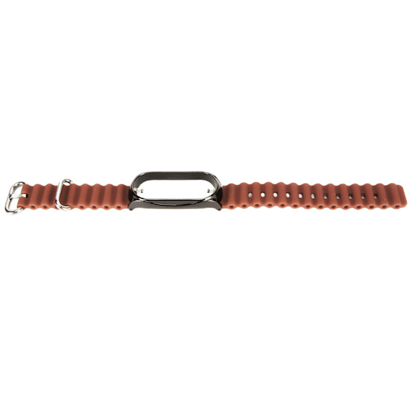 Mjukt watch med skyddande stötfångare i rostfritt stål Case Passar för Mi Band 7 Brown