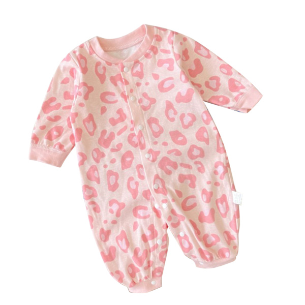 Baby Jumpsuit Pink Print Varm Bomuld Blød Komfortabel En Del Romper Bodystocking 80cm