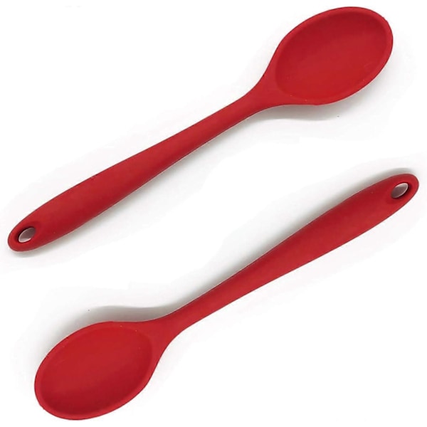 BPA-fri Non-Stick Silikone Madlavningsskeer 2-pak til Omrøring, Tagning, Røring og Servering (Rød)