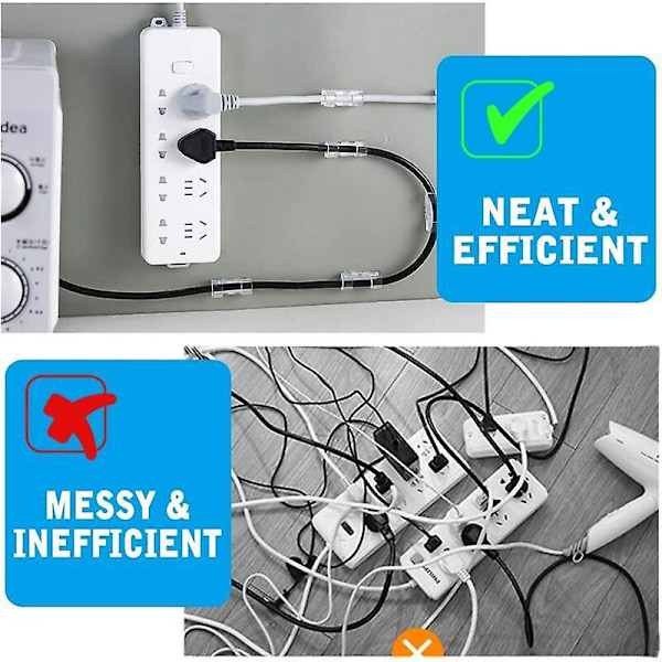 40 Stycken Kabelklämmor, Betterlife Kabelklämmor med Starka Självhäftande Pads, Organizer för Elektriska Kablar för Kabel i Hemmet/Kontoret