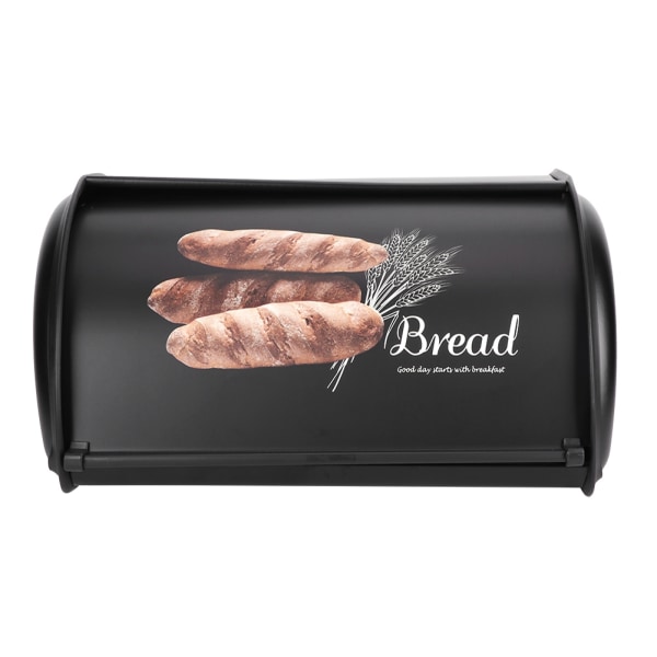 Stor kapacitet Rustfrit stål Brød Box Holder Bin Container Køkken Opbevaring Organizer Sort
