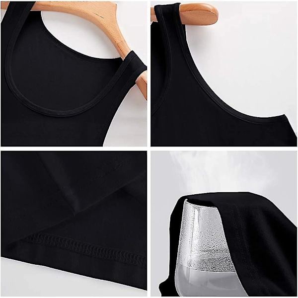 Bambus Rayon Mænds Rundhals Stræk Tanktoppe, Sort XL 3-pak