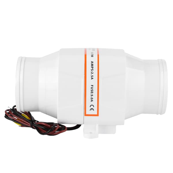 3-tums Inline Marin Läns Luftfläkt Tyst Stark Ventilationsfläkt för Yacht Båt Husbil (12V)