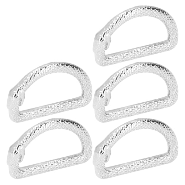 5 st D-ringar i zinklegering, robusta, hållbara, multifunktionella, breda applikationer, metall D-ringar för väska, ryggsäck, bälte, silver