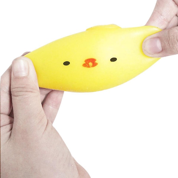 Søde Kylling Squishy Stressbolde - Sæt af 6, Legetøj til Angstlindring, Bløde og Klemmebare Dumpling Fidgets
