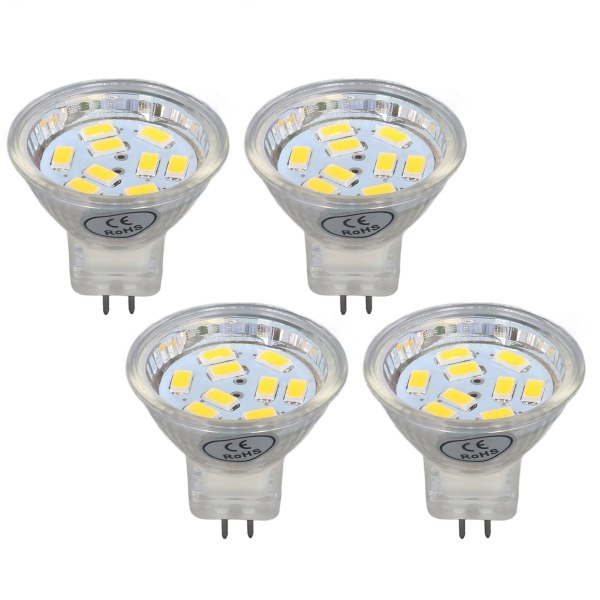 4 stk MR11 LED-pære 3W 300lm-pære med 9 perler Dobbeltstiftsbase til Spotlight LandskabslampeVarmt hvidt lys