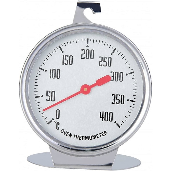 Kjøkkentermometer, rustfritt stål ovnstermometer 400 grader ovn matlagingstermometer med krok for oppheng eller stående i ovnen - 7 x 9 cm