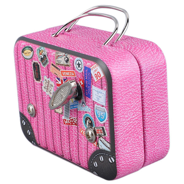 Kuffert spilledåse Dejlig bagage spilledåse Metal spilledåse til fødselsdag Valentinsdag Jul Pink Bagage Type 2
