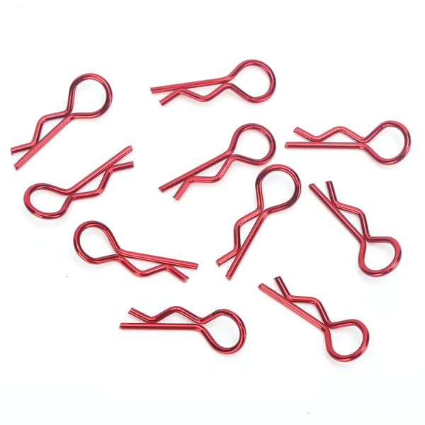 10 st RC bilskalclips R-formade metallkroppsclipsstift för 1/5 1/6 1/8 1/10 RC bil (röd) Röd