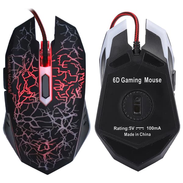 Mus Gamier Kablet 6 Knapper Ergonomisk LED USB Gamer Mus for Datamaskin Bærbar PC Stasjonær PC