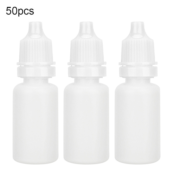 50 st 10ml Plast tomma klämbara flaskor Ögonvätskedroppbehållare DropperVit