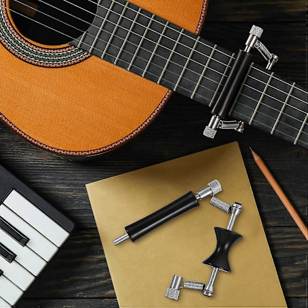 2 Pakke Gitar Rulle Capo Skyve Capo Justerbar Capo Gummi og Rustfritt Stål Capo for stemming