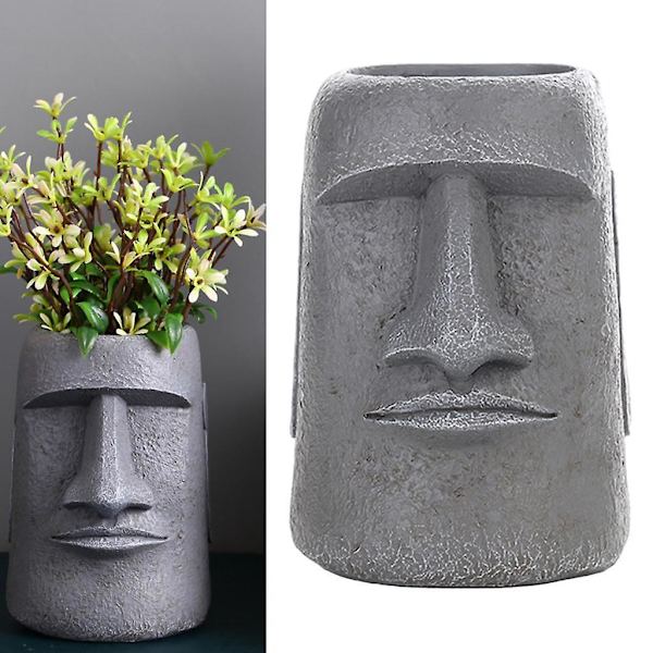 2 stk. Påskeø-statue Blomsterpotte Sukkulentpotte til hjemmet 10,2 x 9,3 x 11,6 cm